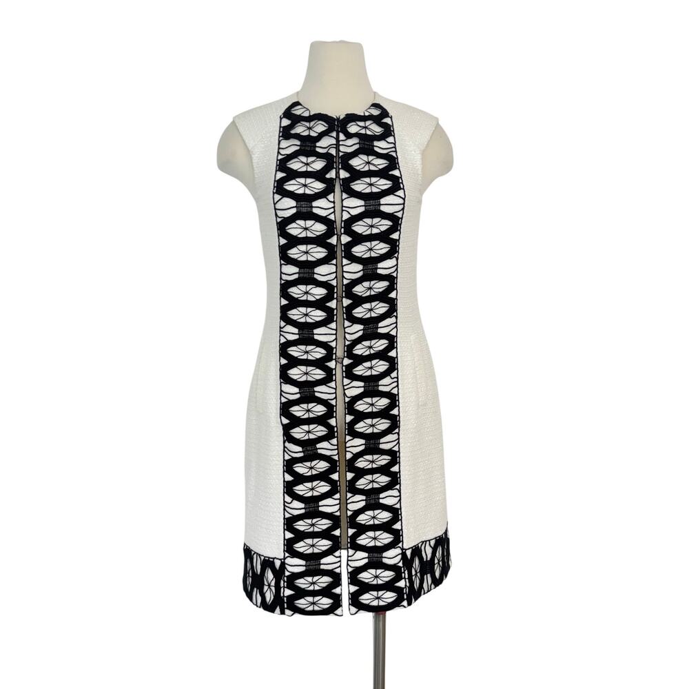 St. John Couture Long Vest Wool/Cashmere Blend Sleeveless with Lace Trim 2